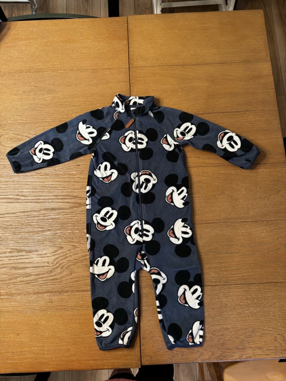 H&M Disney Navy Blue Mickey Mouse Fleece One-Piece